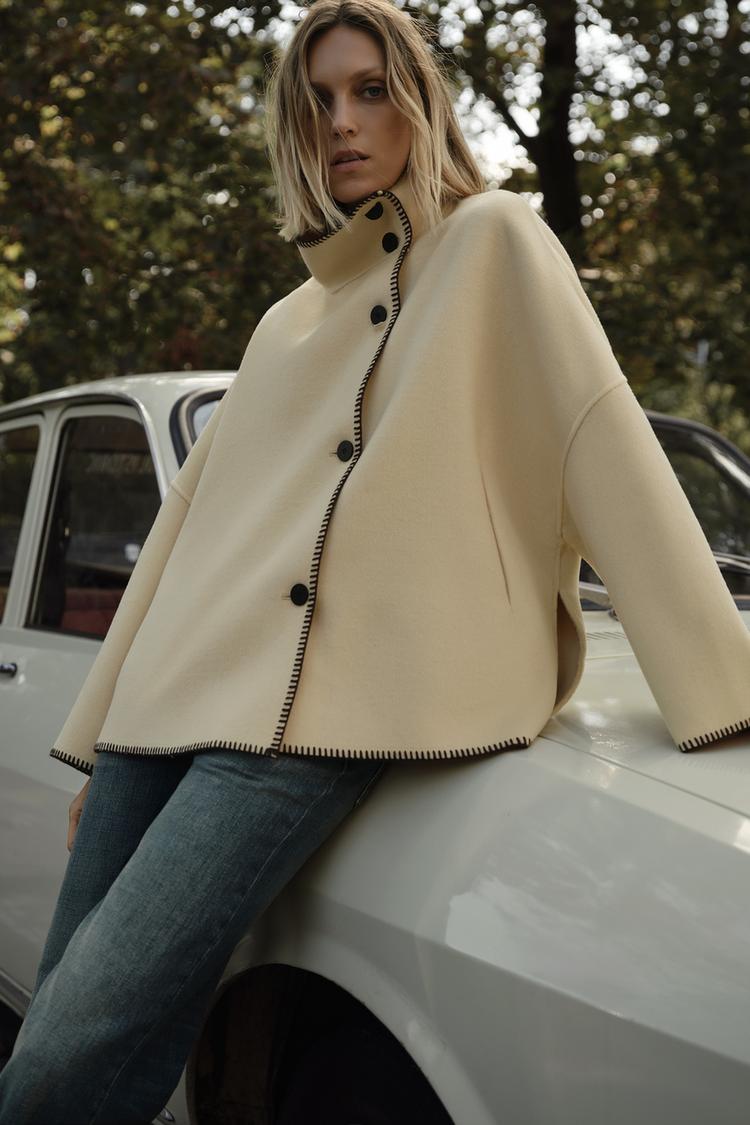 ZW COLLECTION WOOL JACKET Cream ZARA United Kingdom