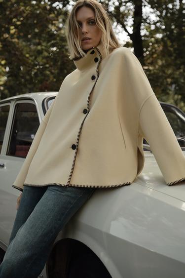 VESTE AVEC LAINE ZW COLLECTION - Crème de Zara