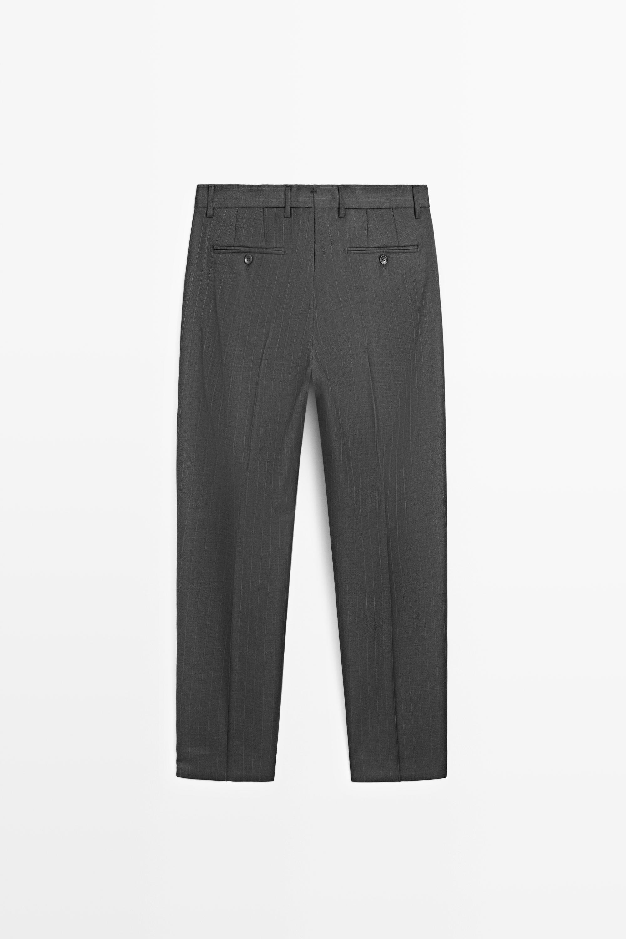 100% wool striped suit trousers