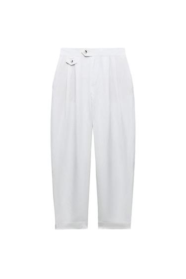 LINEN BLEND DARTED TROUSERS