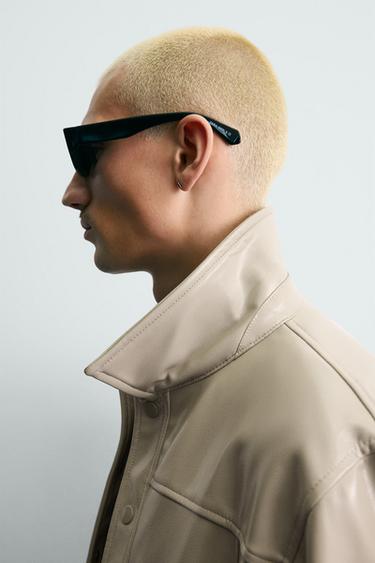 Zara VINYL EFFECT OVERSHIRT - Light khaki