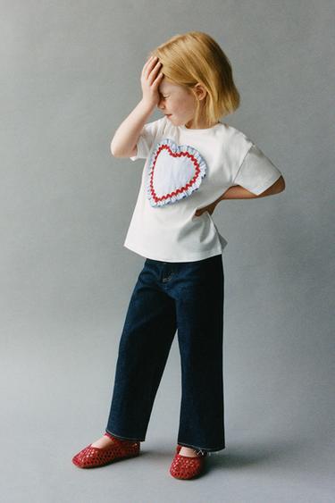 POPLIN HEARTS T-SHIRT - Blue by Zara