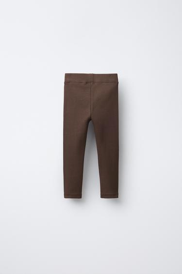 RIBBED LEGGINGS WITH LABEL - Chocolate by Zara - Image 1
