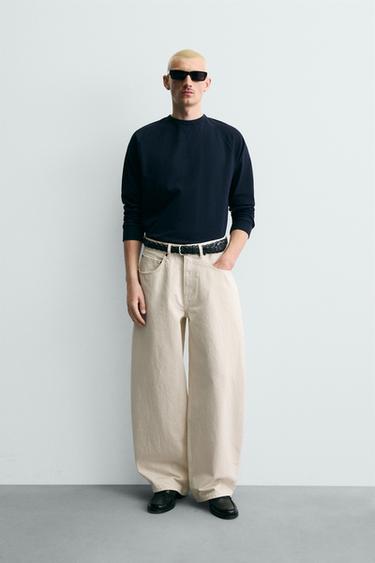 Zara 燈籠版牛仔褲 - 裸色
