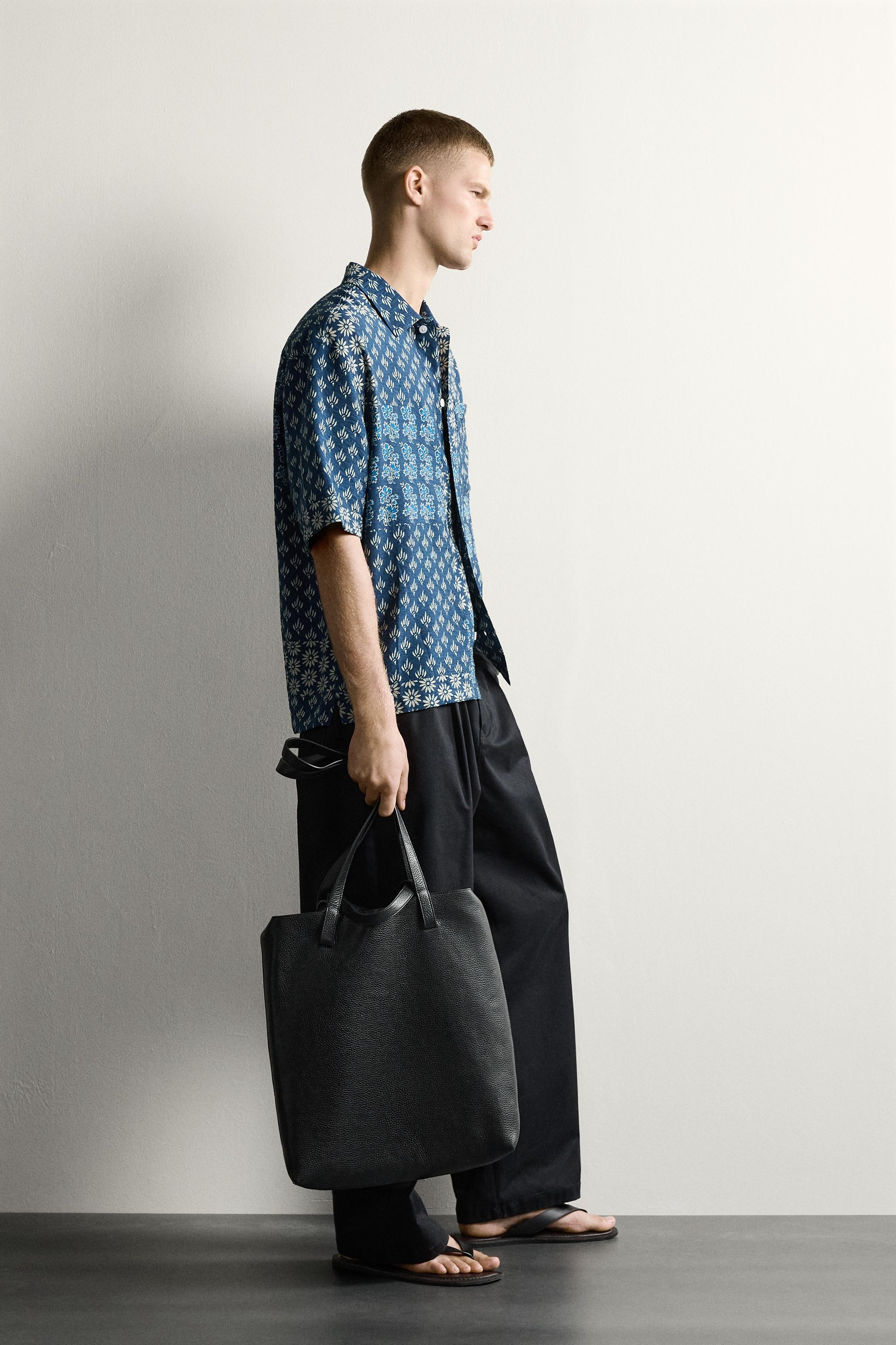 Мужские рубашки Zara PATCHWORK PRINT RELAXED FIT SHIRT — фото 4