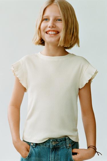 CAMISETA RIB VOLANTES - Crudo de Zara