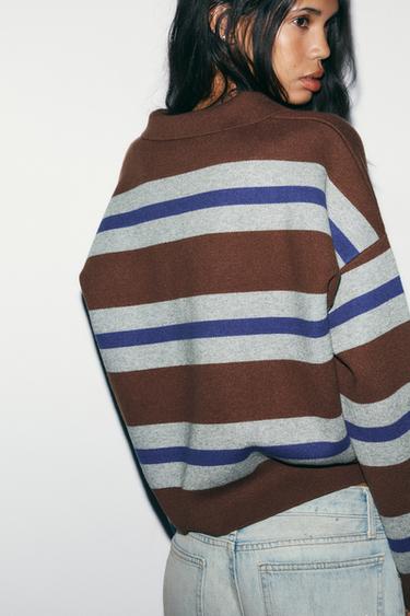 STRIPED KNIT POLO SHIRT - Multicoloured by Zara - Image 3