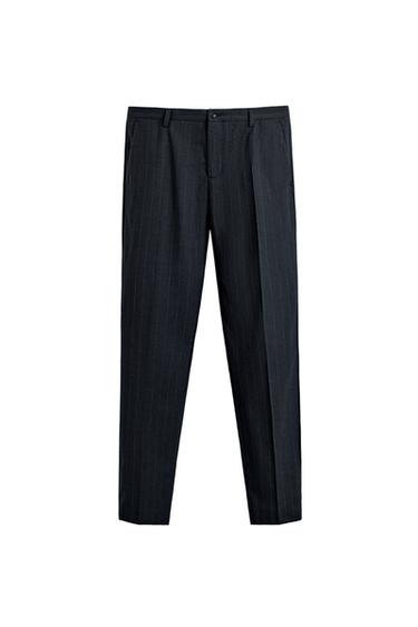 Zara PINSTRIPE SUIT PANTS - Navy blue