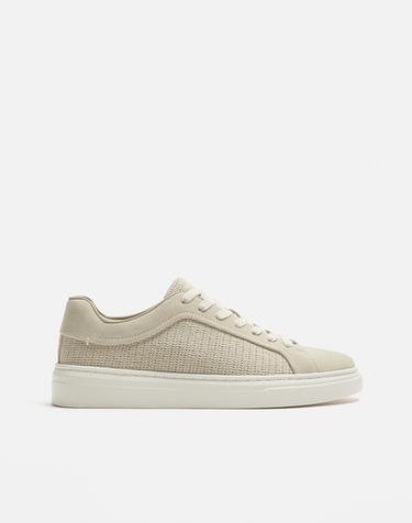 SNEAKERS PELLE COMBINATA - Beige di Zara