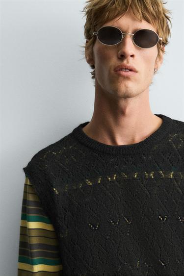 CUTWORK KNIT VEST - Black by Zara - Image 4