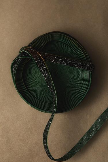 GLITTER VELVET CHRISTMAS GIFT RIBBON — Green 1