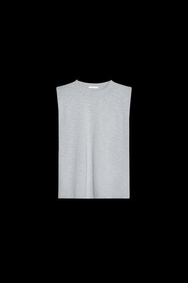 T-SHIRT MIT WASHED-EFFEKT UND SCHULTERPOLSTERN - Blau / Grau von Zara