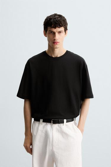 T-SHIRT BRODERIE CONTRASTE - Noir de Zara - Image 1