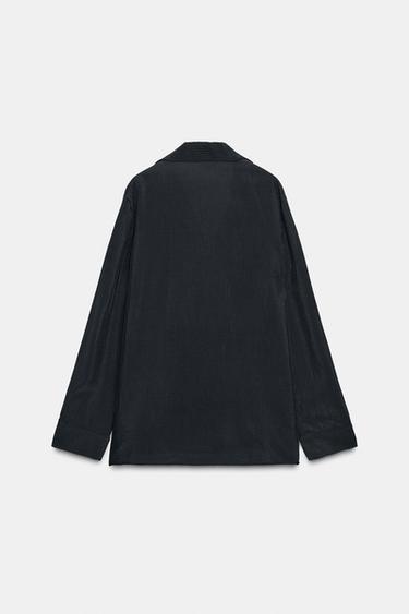 FLUID SHIRT WITH POCKET ZW COLLECTION - Navy blue by Zara