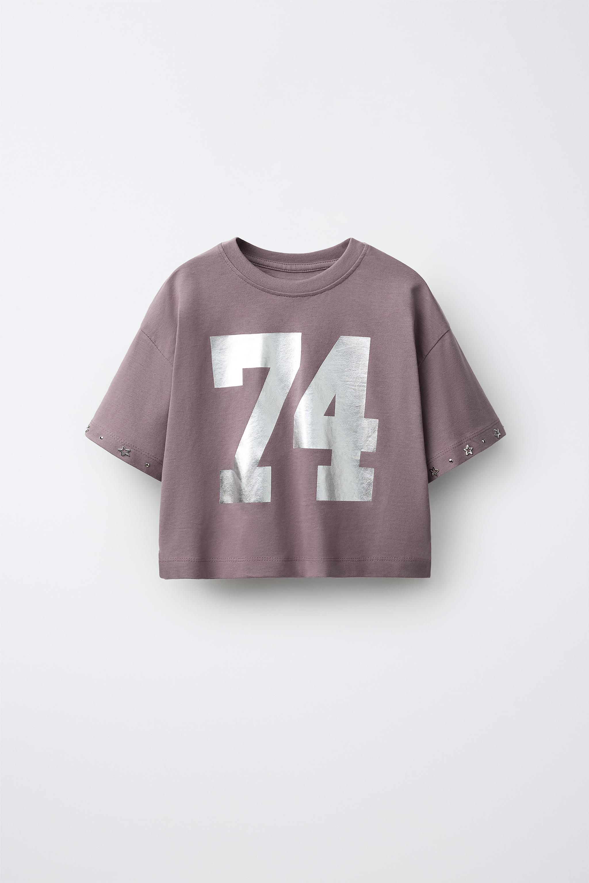 Детские футболки Zara STUDDED NUMBER T-SHIRT