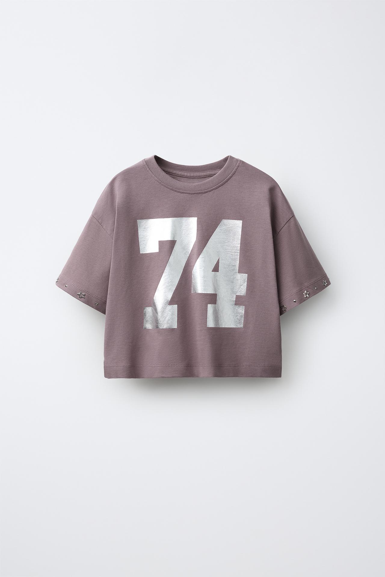 STUDDED NUMBER T-SHIRT — dirty-mauve