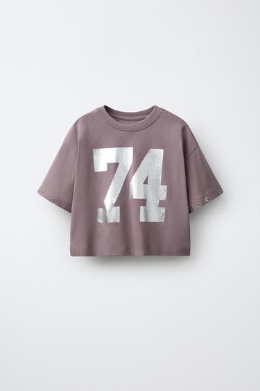 STUDDED NUMBER T-SHIRT — dirty-mauve 1