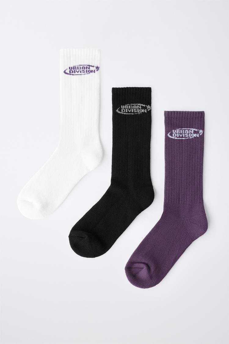 Pack tres calcetines medios estampado logo