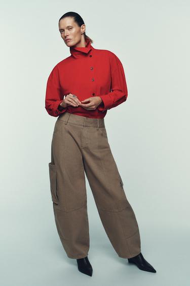 CAMISA CRUZADA CUELLO ALTO - Rojo de Zara