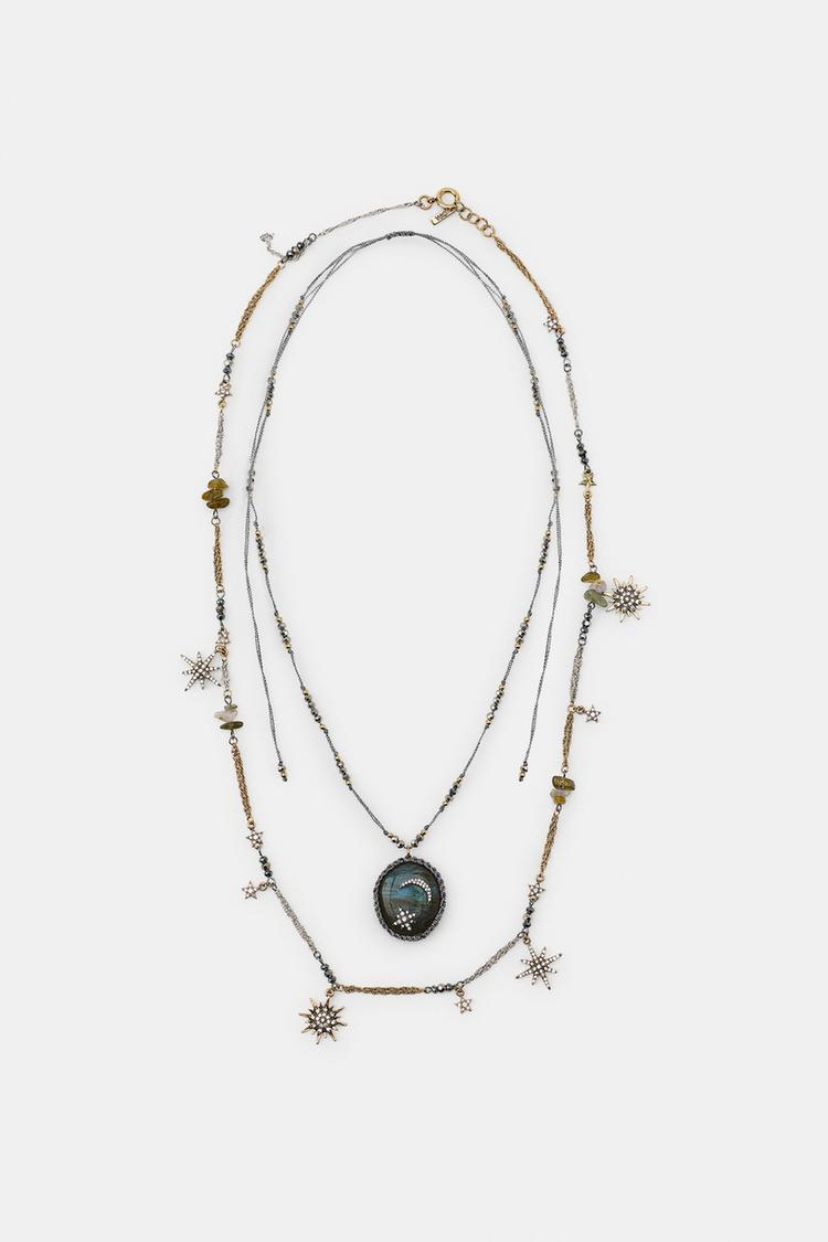 PAQUETE DE 2 COLLARES COMBINADOS CON PIEDRA Y ESTRELLAS 2
