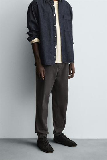 SLIM FIT JOGGER WAIST TROUSERS - Dark grey by Zara