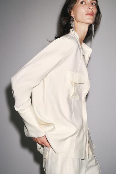 CHEMISE FLUIDE POCHES ZW COLLECTION - Écru de Zara - Image 1