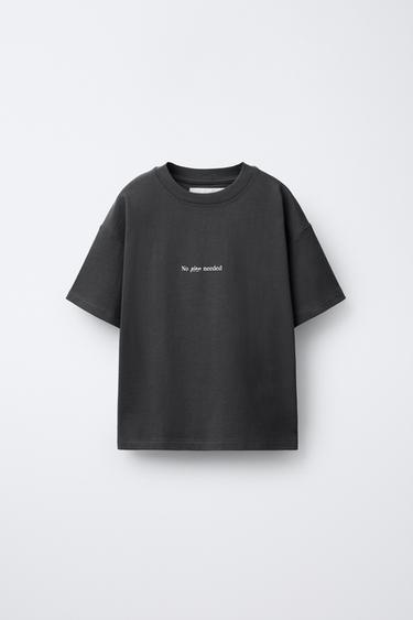CAMISETA ESTAMPADO TEXTO - Gris antracita de Zara