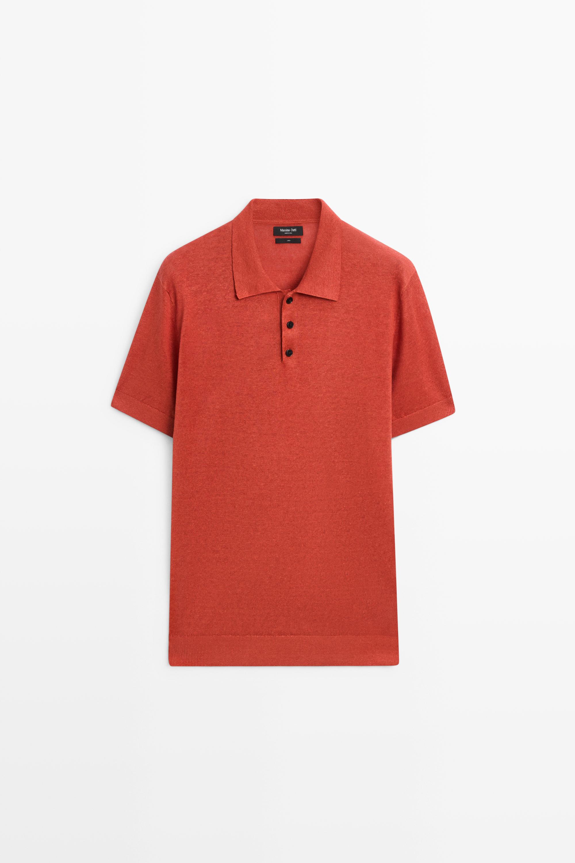 100% linen knit polo shirt