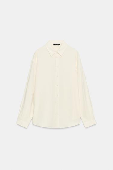 Zara MODAL BLEND SHIRT - Cream