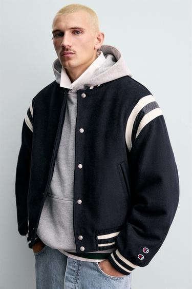 CHAMPION® X ZARA PADDED BOMBER JACKET - Navy blue by Zara - Image 4