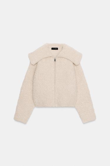 GILET EN MAILLE BOUCLÉE - Écru de Zara - Image 7