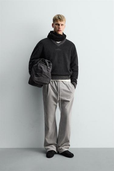 STRICKPULLOVER MIT KONTRAST-STRUKTURMUSTER X SR_A - Schwarz von Zara