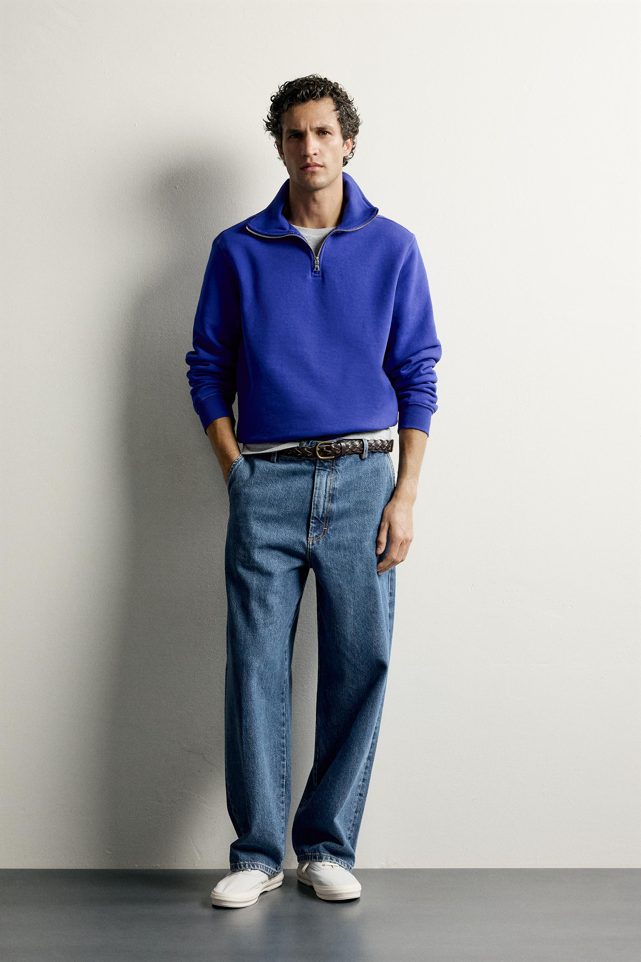 Zara FERMUARLI DİK YAKA REGULAR FIT SWEATSHIRT
