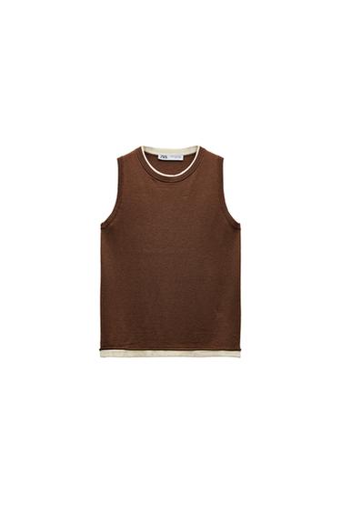 CONTRAST TRIM KNITTED WAISTCOAT