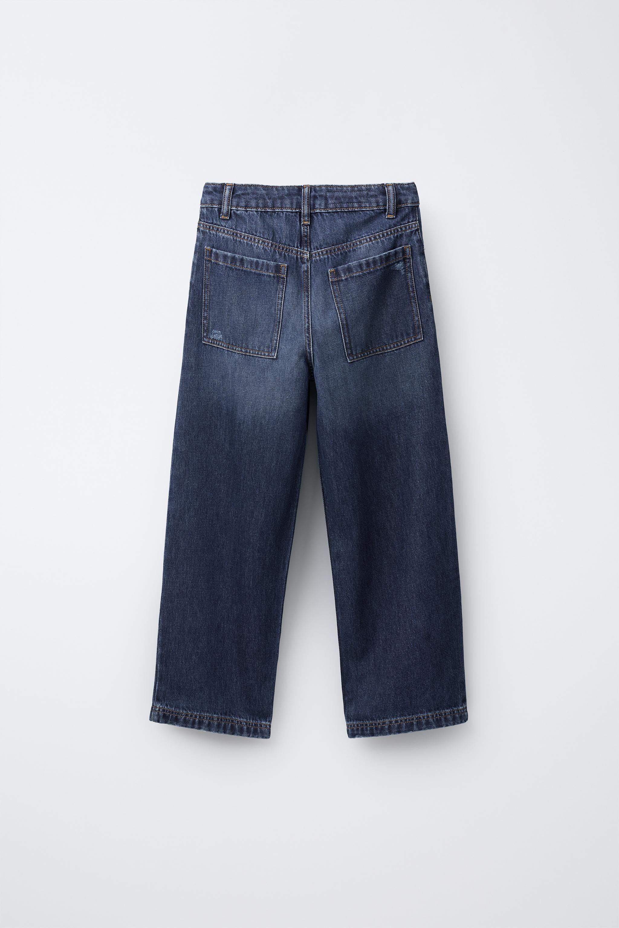 ダメージ加工リラックスバギーデニムパンツ - ブルー | ZARA