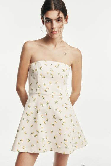 PRINTED MINI DRESS - yellow by Zara