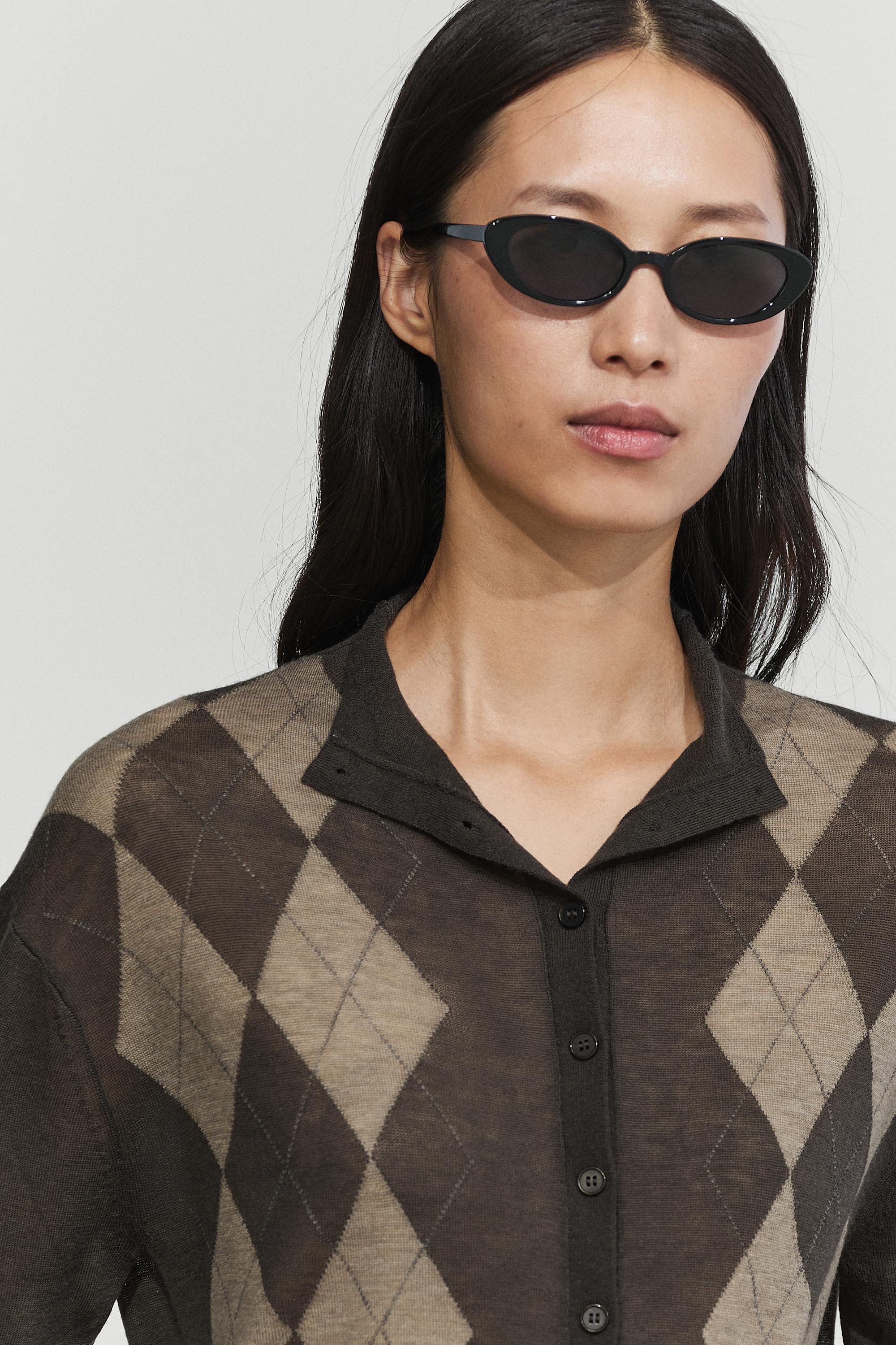100% wool argyle knit cardigan