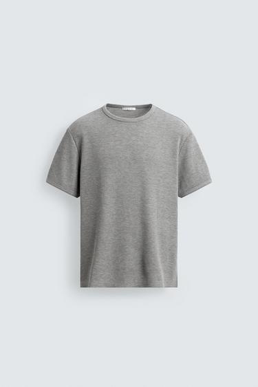 T-SHIRT STRUCTURE WAFFLE - Gris chiné de Zara