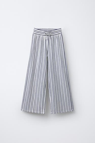 PANTALON DROIT À RAYURES - Écru de Zara