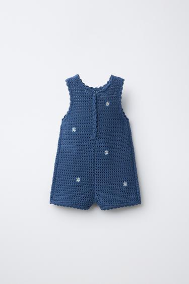 BODY EN MAILLE AJOURÉ À FLEURS BRODÉES - Bleu de Zara - Image 1