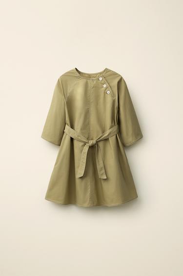 CREATED BY CARAMEL LONDON X ZARA 벨티드 포플린 원피스 - Zara 카키