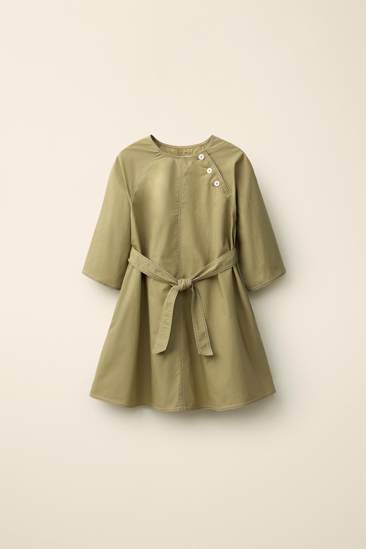 POPLIN BELTED DRESS CREATED BY CARAMEL LONDON X ZARA — Khaki