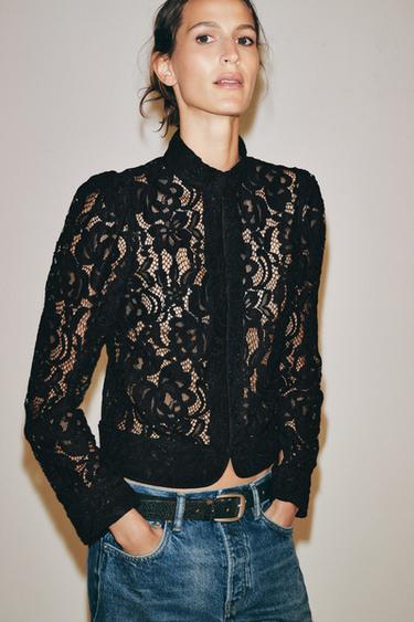ZW COLLECTION LACE BLAZER — Black 1