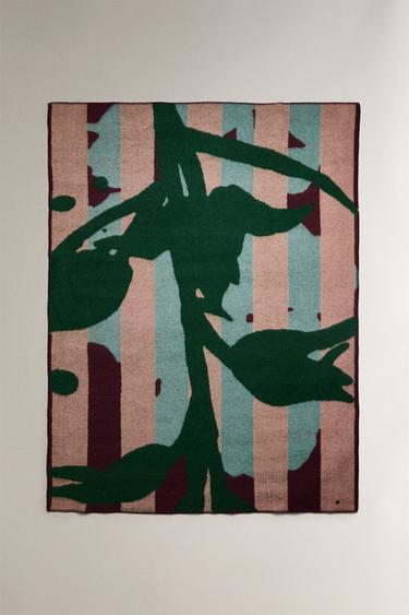 STRIPED BRANCH WOOL BLEND THROW X COLLAGERIE - Green by Zara