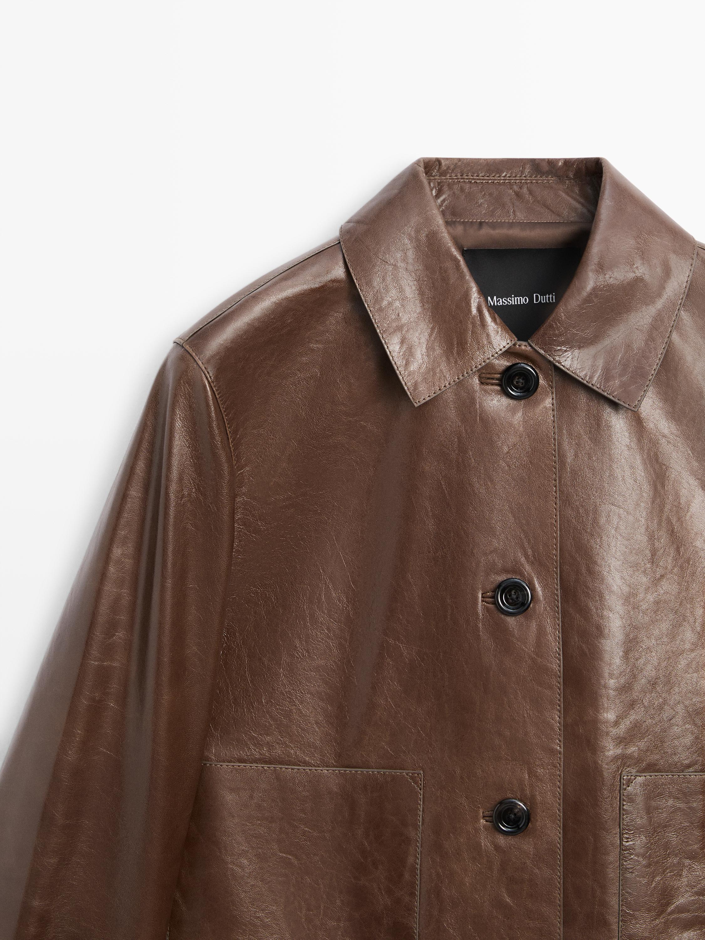 Cropped nappa leather jacket