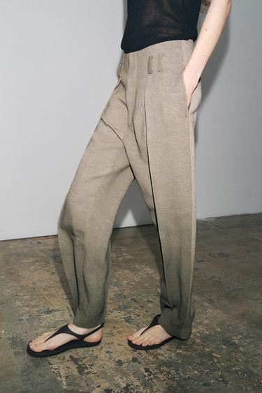 PANTALON À PINCES ZW COLLECTION - Marron clair de Zara - Image 1