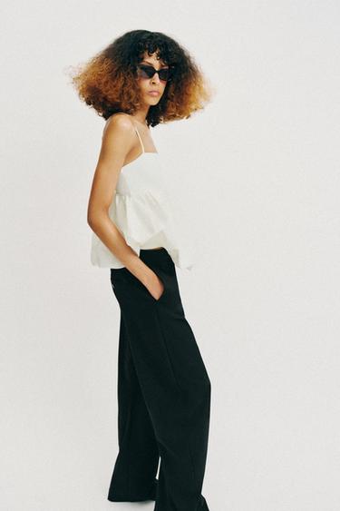 PUFF-SLEEVE STRAPPY TOP - Oyster-white by Zara - Image 3