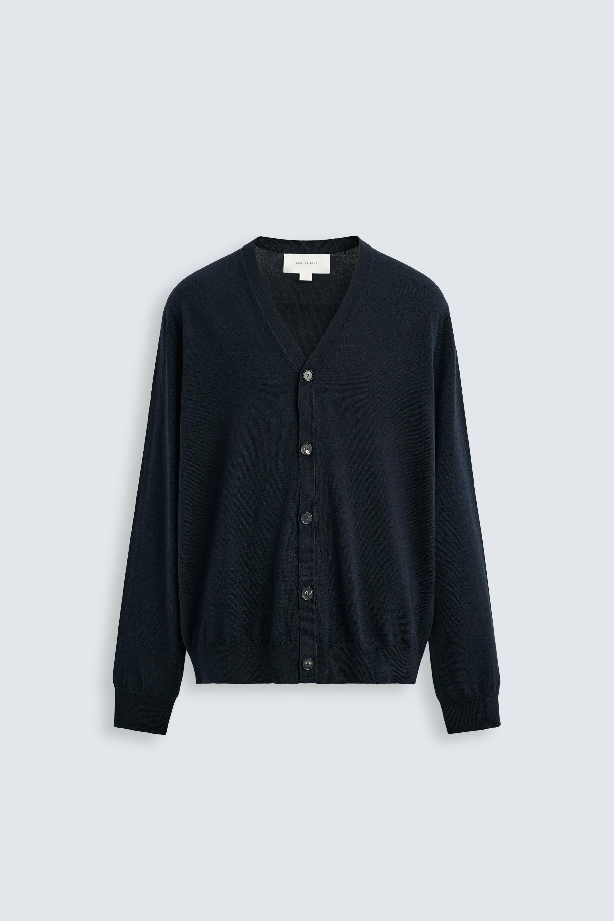 CARDIGAN DE ALGODÃO - LÃ - Azul-marinho-escuro | ZARA Brasil