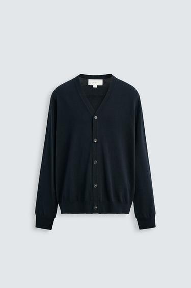 COTTON - WOOL CARDIGAN - Dark navy by Zara