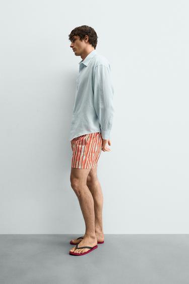 STRIPED SWIMMING TRUNKS - Orange by Zara - Image 3